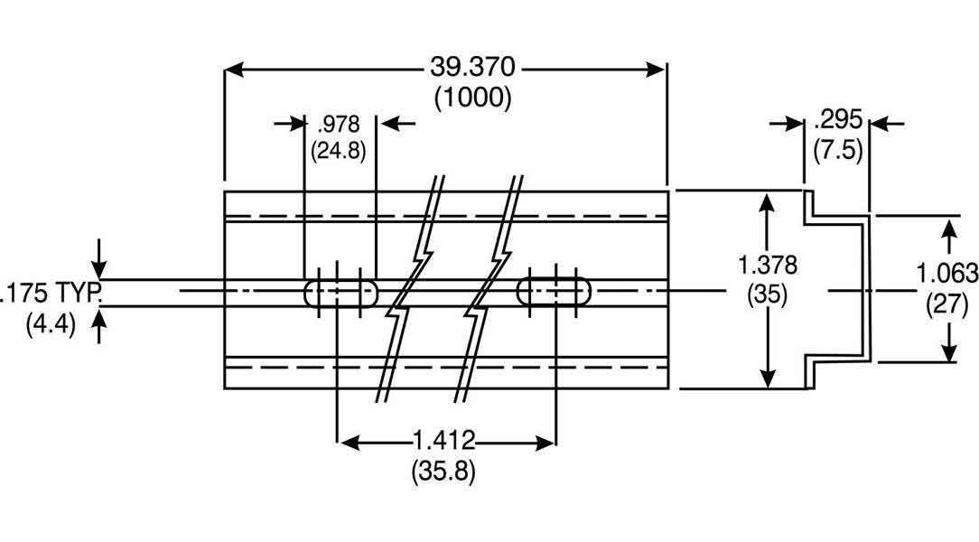 Standard DIN Rail 39.37 in. (999.99 mm)
